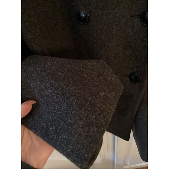 New York & Company 100% Wool Pea Coat Sz 10 Charcoal Lined - Picture 4 of 7